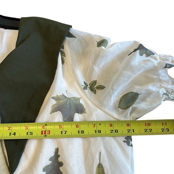 Button down sheer tiered  dress, Large,PTP 21”, pockets, bow,chiffon,fairy,boho, - Picture 5 of 14